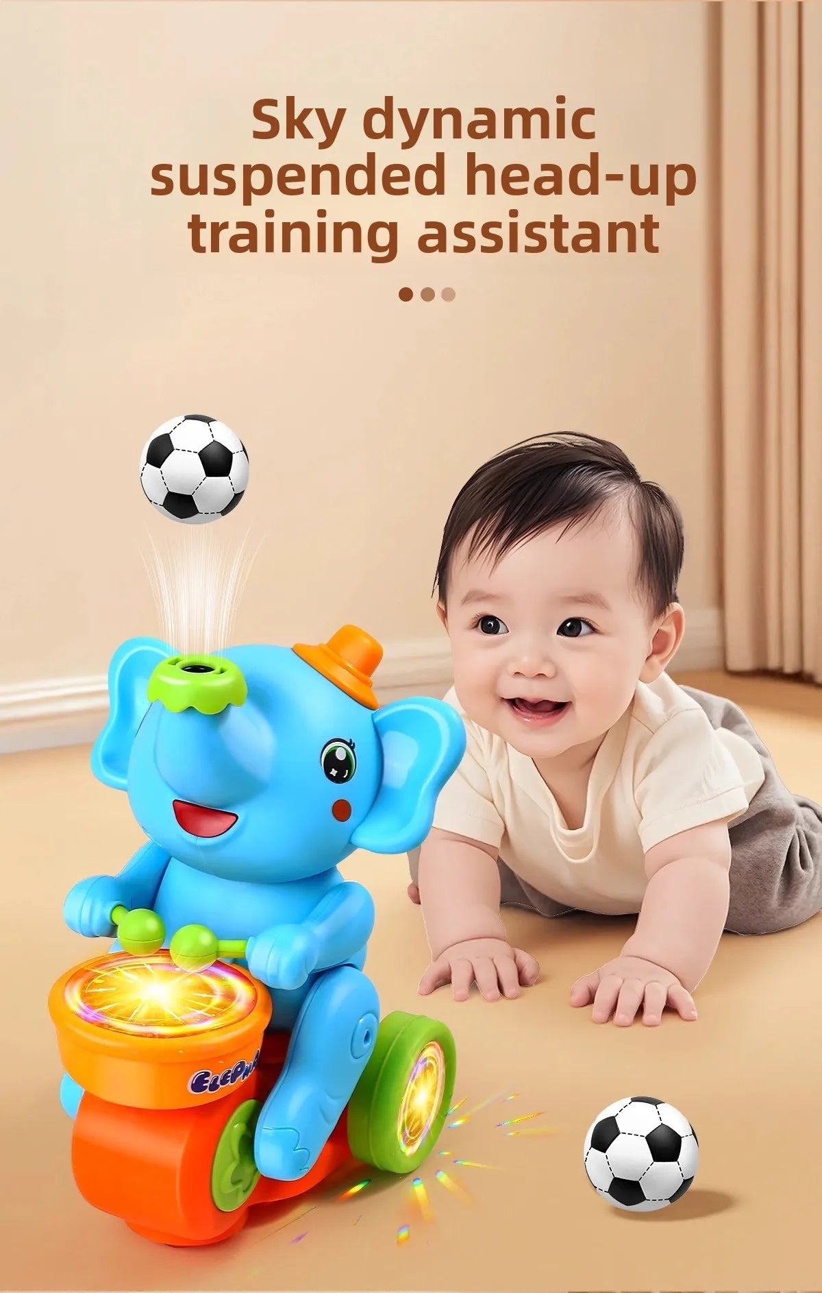Musical Walking Elephant Drummer Toys for  Kid Musical Toy with LED Light Music Sensory Activity Toys Learning Educational Toys