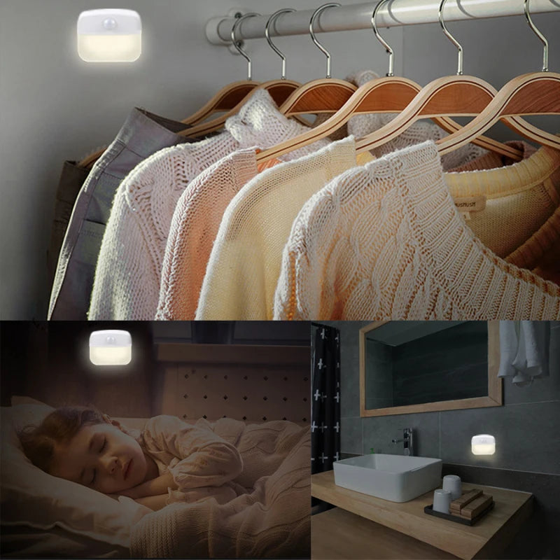 1Pcs LED Night Light Wireless PIR Motion Sensor Lights Corridor Closet Stair Room Lamps Energy Saving Night Lamp Smart Home