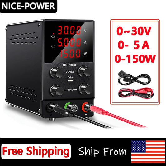 Adjustable Lab Power Supply 30V10A 5A 120V Switching Bench Power Supplies DC Power Supply USB Interface Repair Voltage Regulator