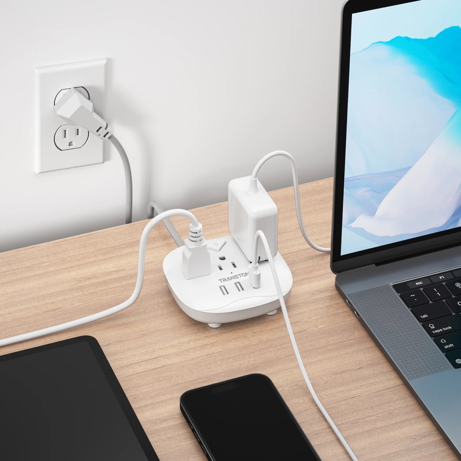 TRANSTON power strip with switch, 3power strip, 3 USB Ports, 3.3ft Extension Cord, Quick Charge, Fire Resistant, For Home