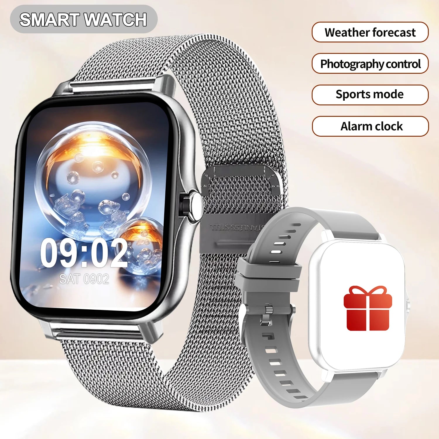 Smartwatch, multi-sport mode, call reminder/rejection, message reminder view, unisex, suitable for Android and iPhone