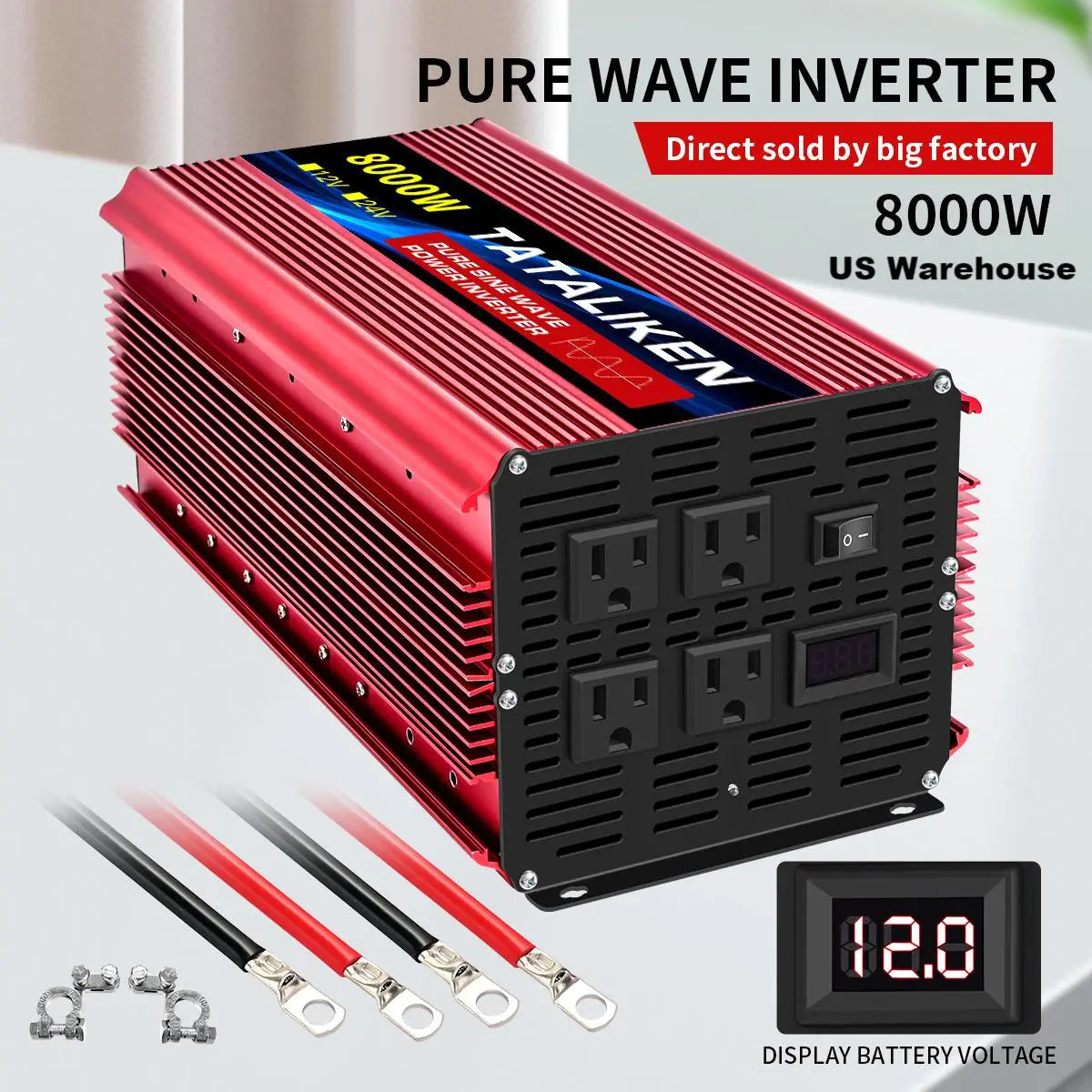 1000W/22000W/3000W/4000W 2 Sockets  Household Car Inverter DC12V to AC110V Pure Wave String 60HZ
