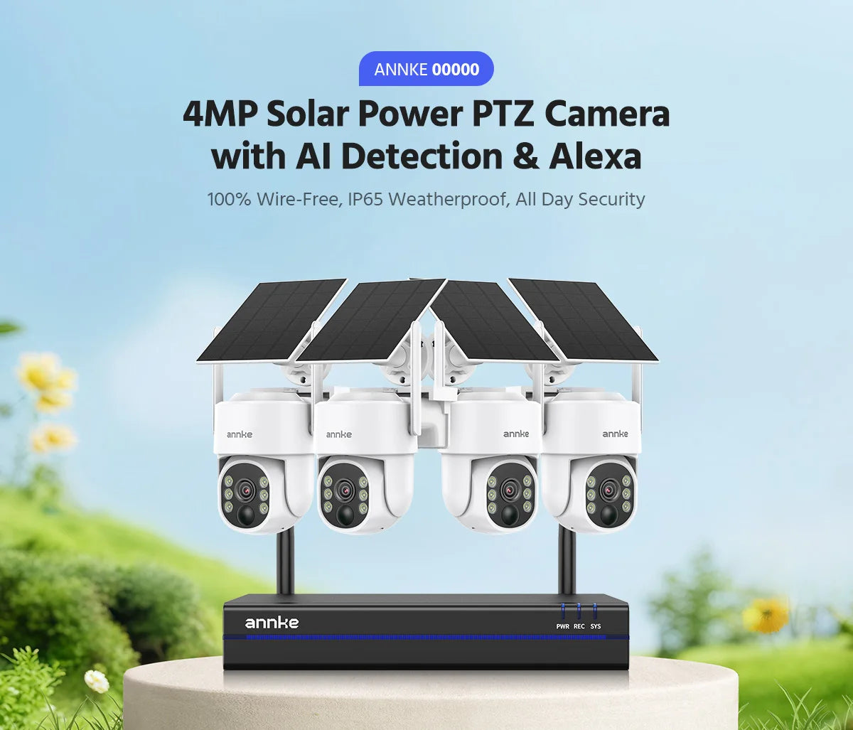 ANNKE 4MP Wireless surveillance system 16CH NVR wifi surveillance camera kit Audio Battery solar surveillance cameras outdoor