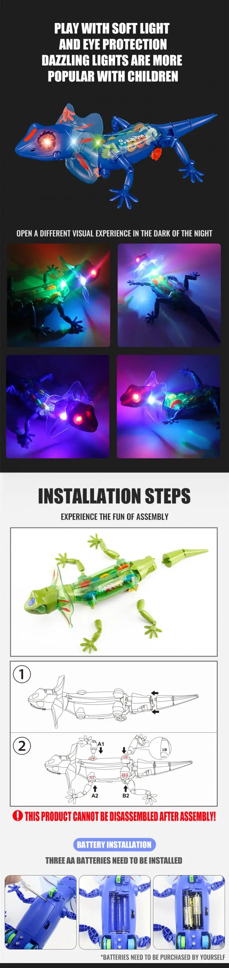 Electronic Pets Lizard Walking Electronic Animal Baby Crawling Friend Interactive Robotic Model Sounds Lights Children Toys