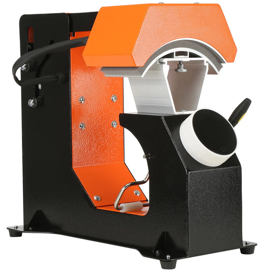 SucceBuy 3in1 Auto Hat Cap Heat Press Machine 6.4x3.5in Press Knob Clamshell Sublimation Transfer 3pcs Replaceable Heating Pad