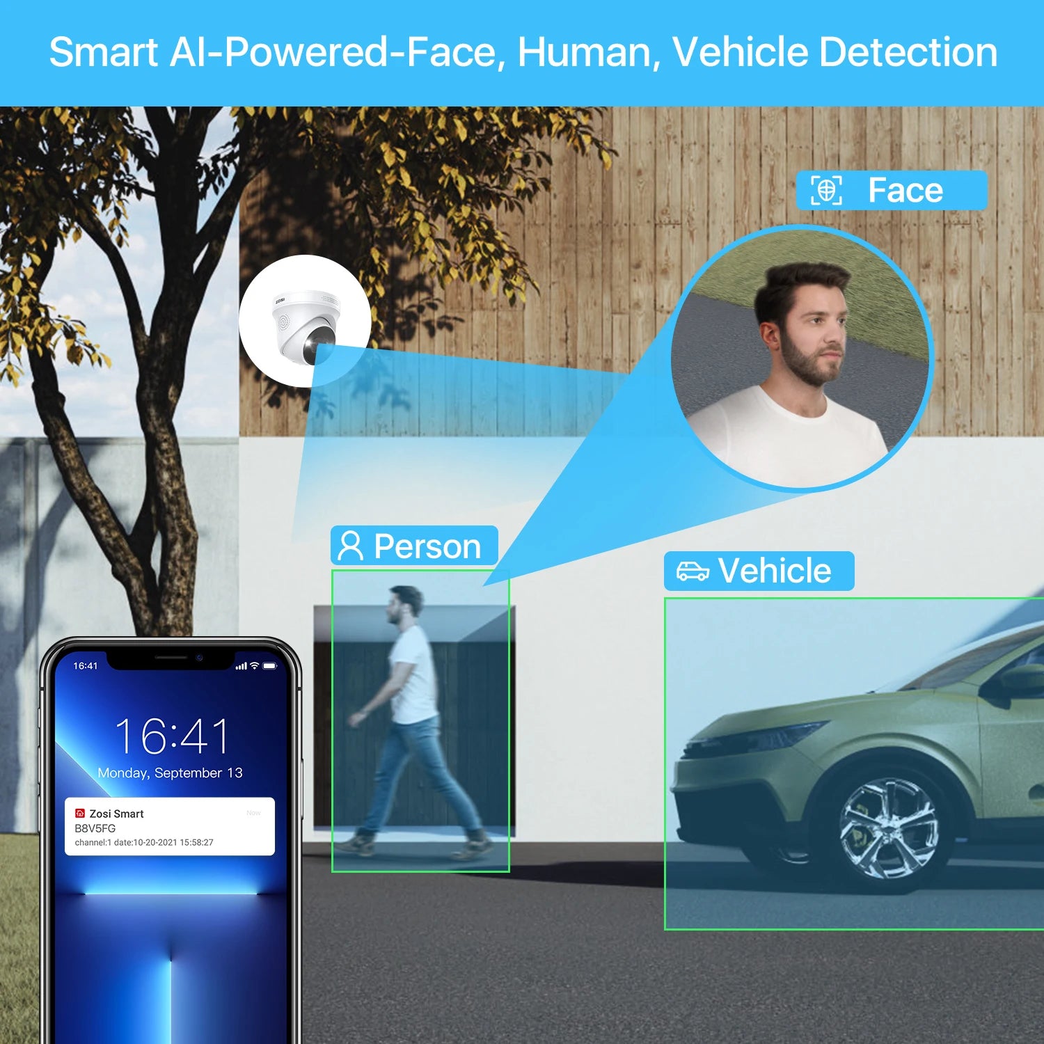 ZOSI 16CH 8MP/5MP PoE Security Camera System AI Person Vehicle Detection 2 Way Audio IP Cam 4K CCTV Video Surveillance NVR Kit