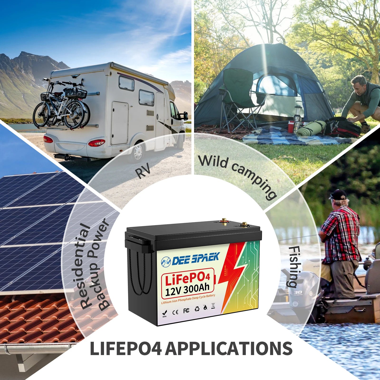 12V 300Ah LiFePo4 Lithium Battery With BMS 8000+ Cycles For RV Campers Off-Road Off-Grid 300Ah 12.8V LiFePO4 Battery Pack Stock