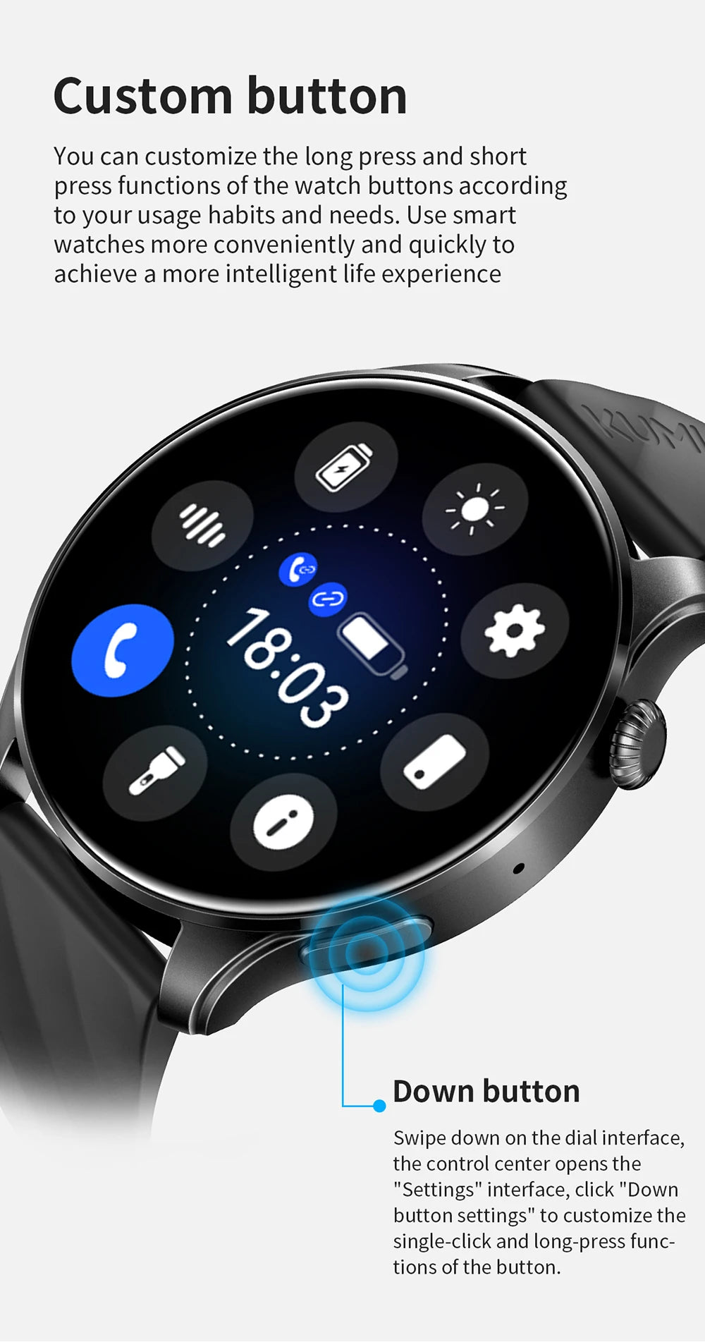 KUMI GW3 Pro Smartwatch 1.43" AMOLED Display IP68 Waterproof Bluetooth 5.2 Fitness Watch Heart Rate Blood Oxygen Tracker