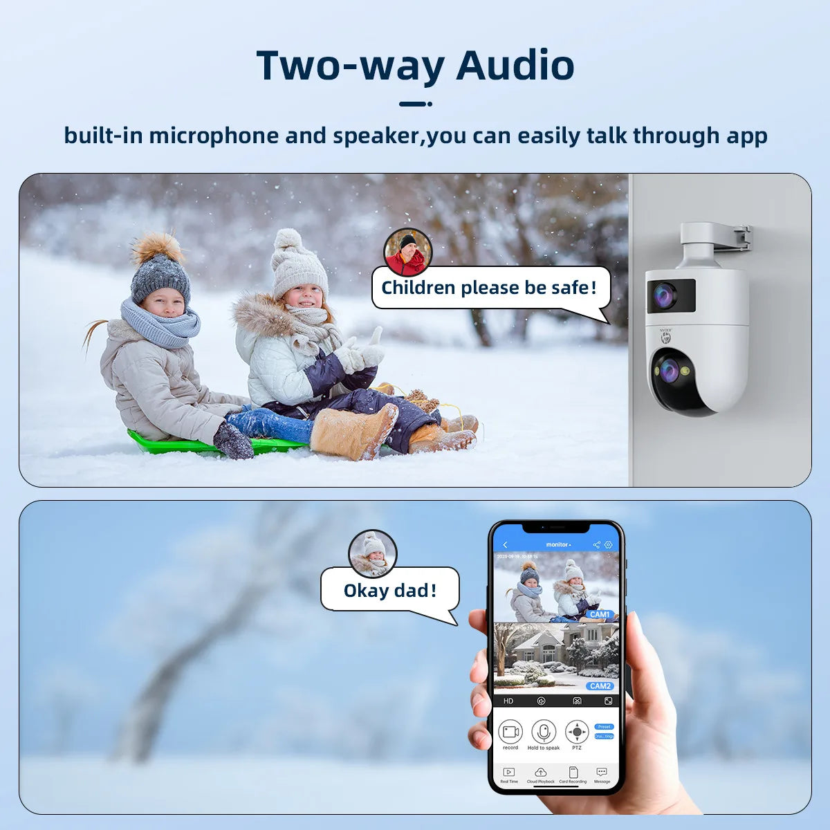 JOOAN 6MP HD 5G WiFi Outdoor Camera Dual Lens Dual Screen Home Security PTZ IP Camera Auto Tracking Video Surveillance Camera