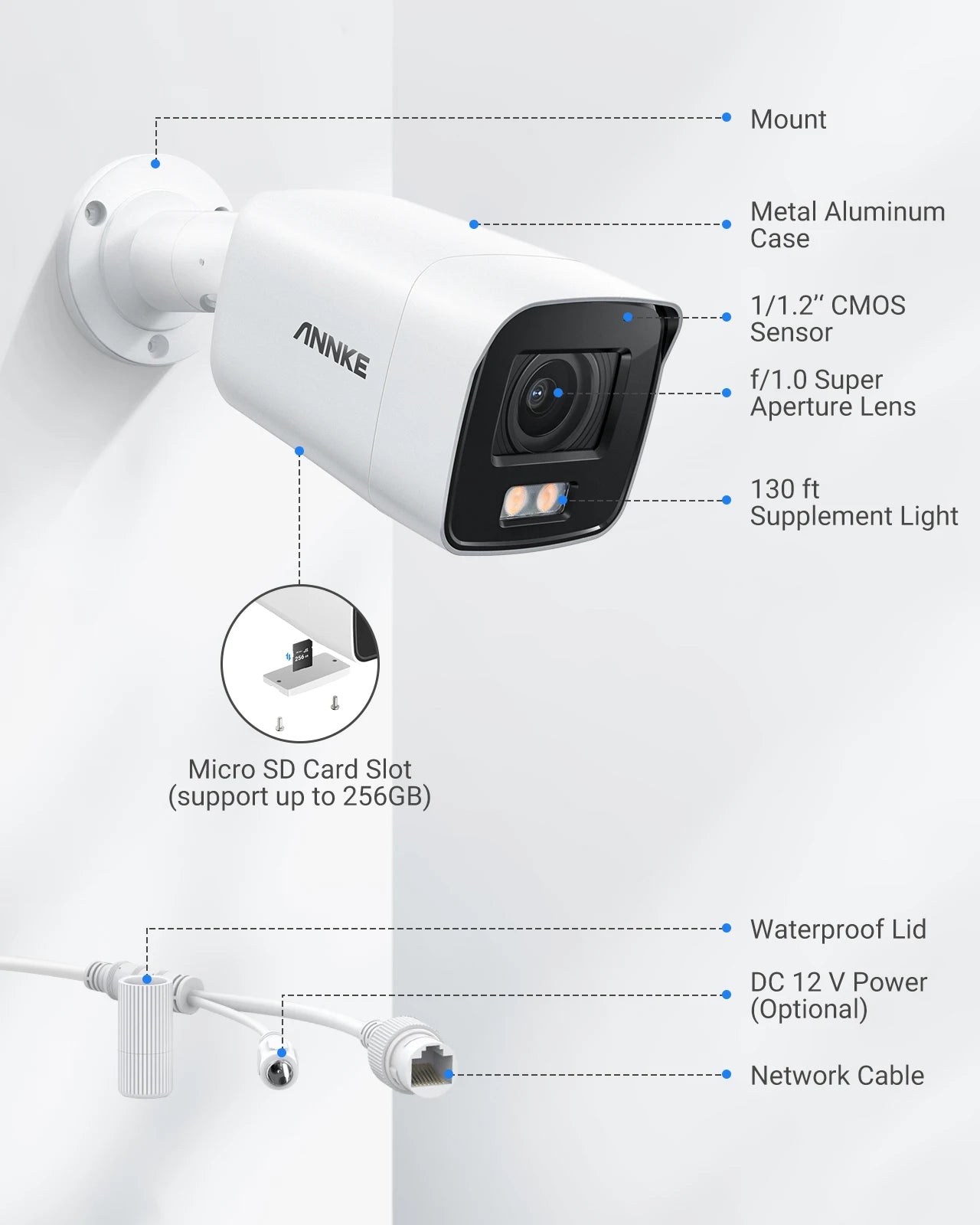 ANNKE NightChroma NC800 4K Ultra HD Full Color Night Vision IP Camera Video Surveillance Outdoor PoE IP Security Cameras