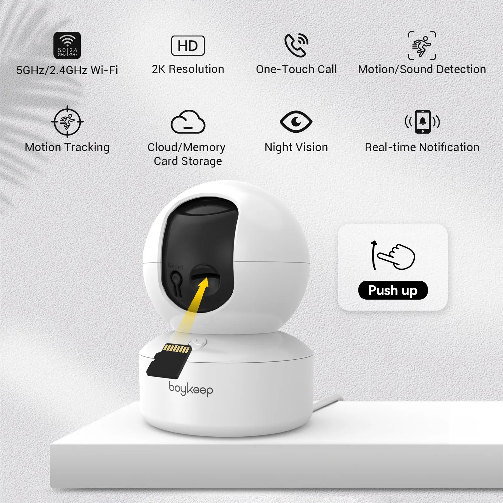 BoyKeep 2PCS Upgrade Camera Pet & Baby Surveillance Motion Capture 5G/2.4GHz, View Remotely 360° Night Vision Pan & Tilt 2-Way A