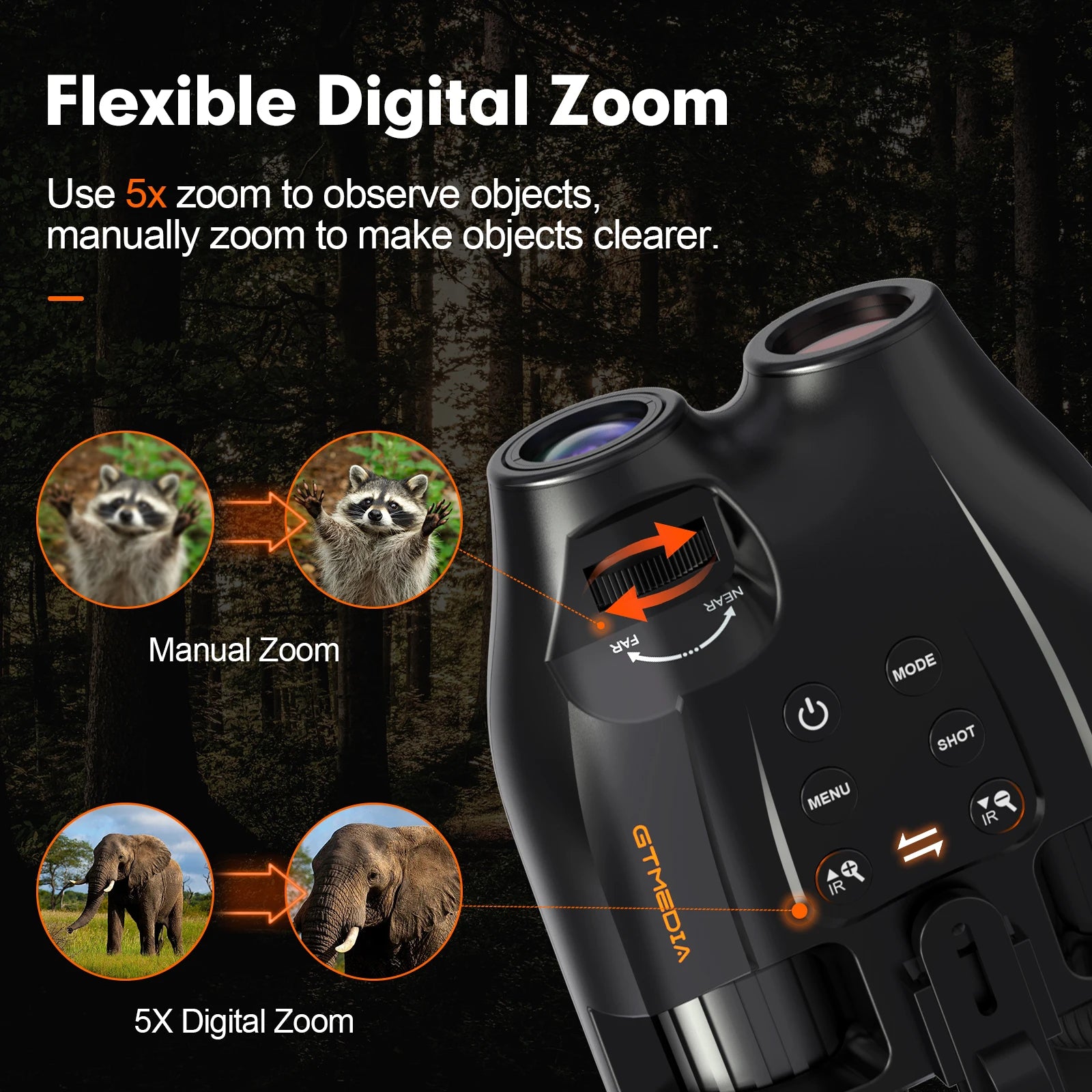 Gtmedia N4 Night Vision Binoculars Featuring Adjustable Brightness 5x Zoom And 1080p Video Recording For Outdoor Adventures