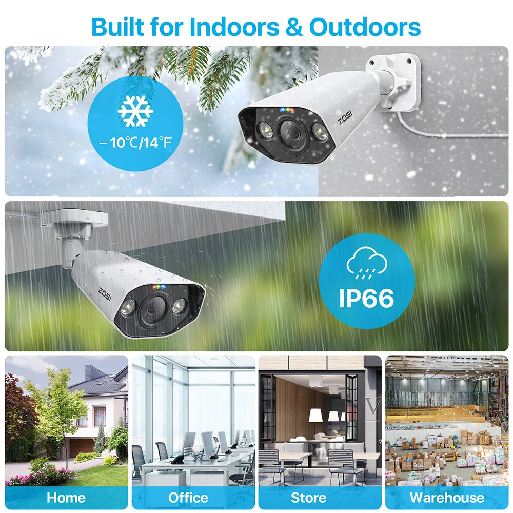 ZOSI 16CH 8MP/5MP PoE Security Camera System AI Person Vehicle Detection 2 Way Audio IP Cam 4K CCTV Video Surveillance NVR Kit