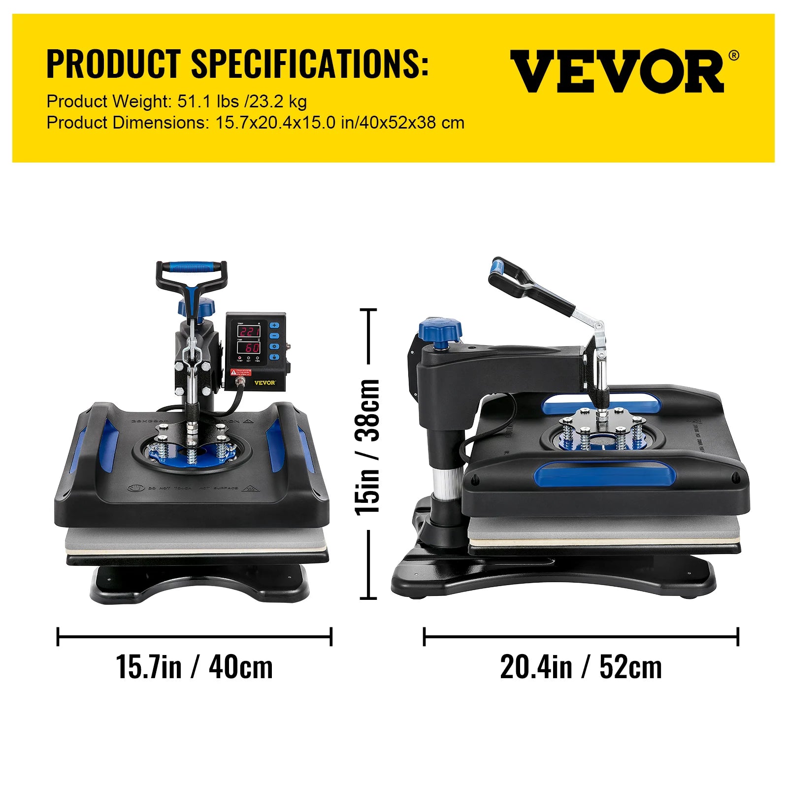 SucceBuy Heat Press Machine 12 x 15 /15x15 Inches Fast Heating 360 Swing Away Digital Sublimation T-shirt Vinyl Transfer Printer