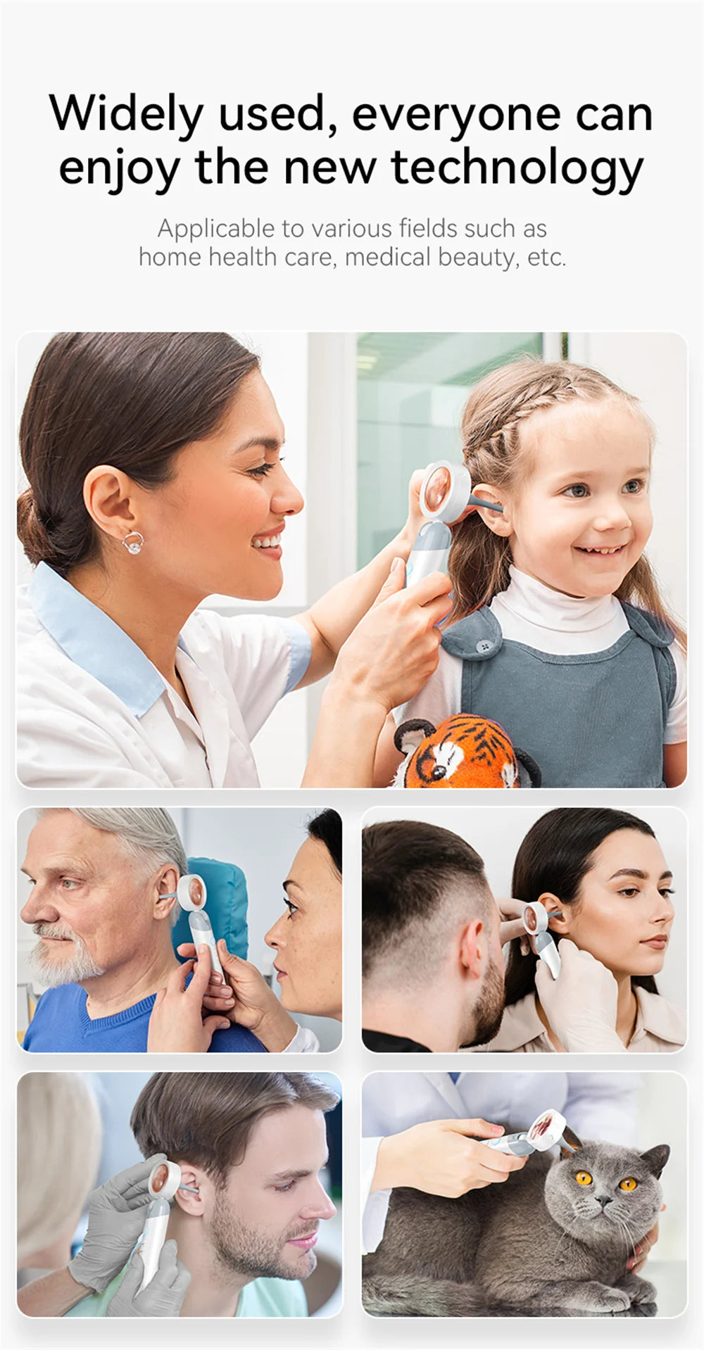 Otoscope Ear Camera with 1.38'' Screen1080P Ear Scope with 4 LEDs Support Photo and Video Ideal Pocket Otoscope for Adults Kids