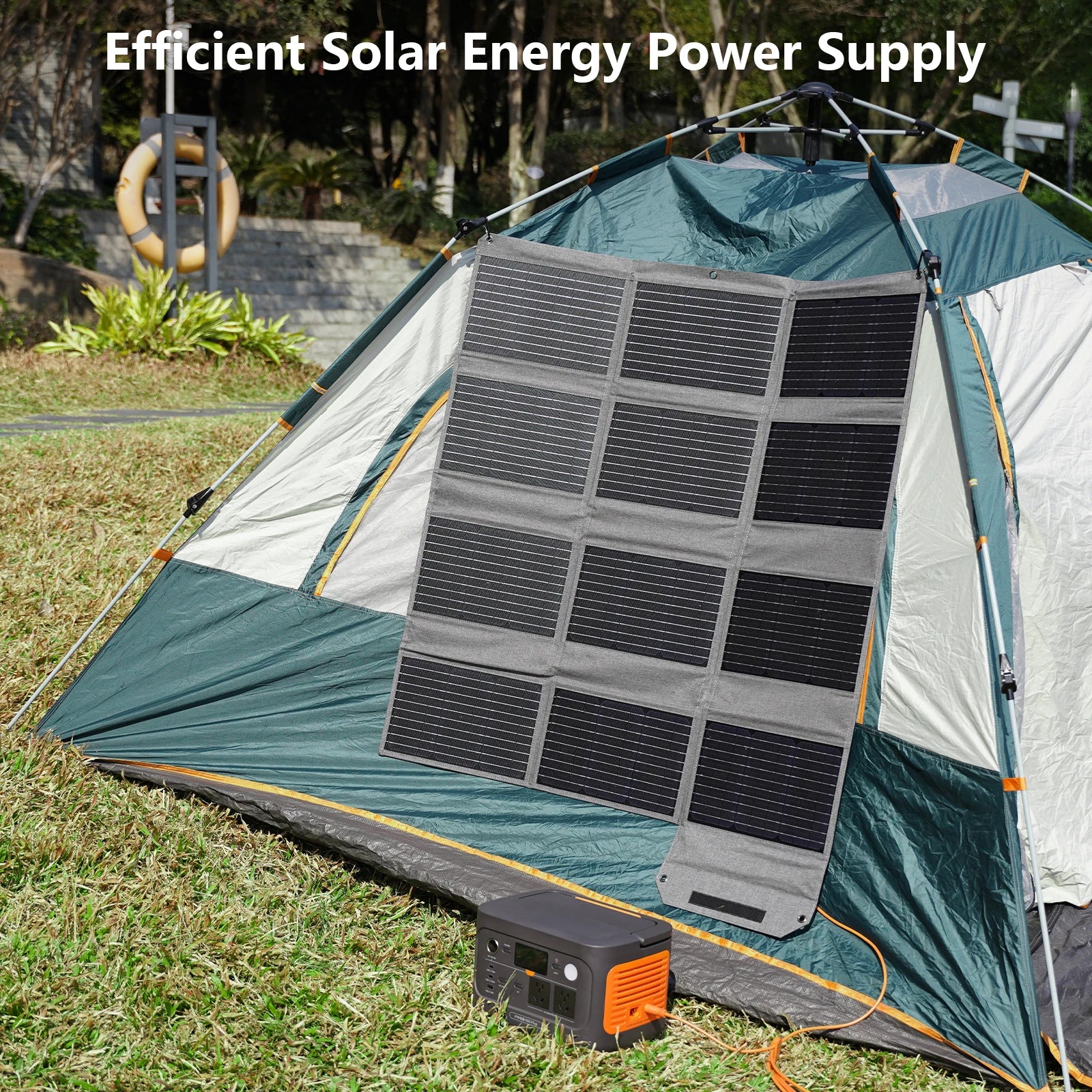 MHPOWOS 120W Foldable Solar Panel with USB-C/2xUSB-A/DC Outputs Portable Battery Charger For Outdoor Waterproof Power Camping