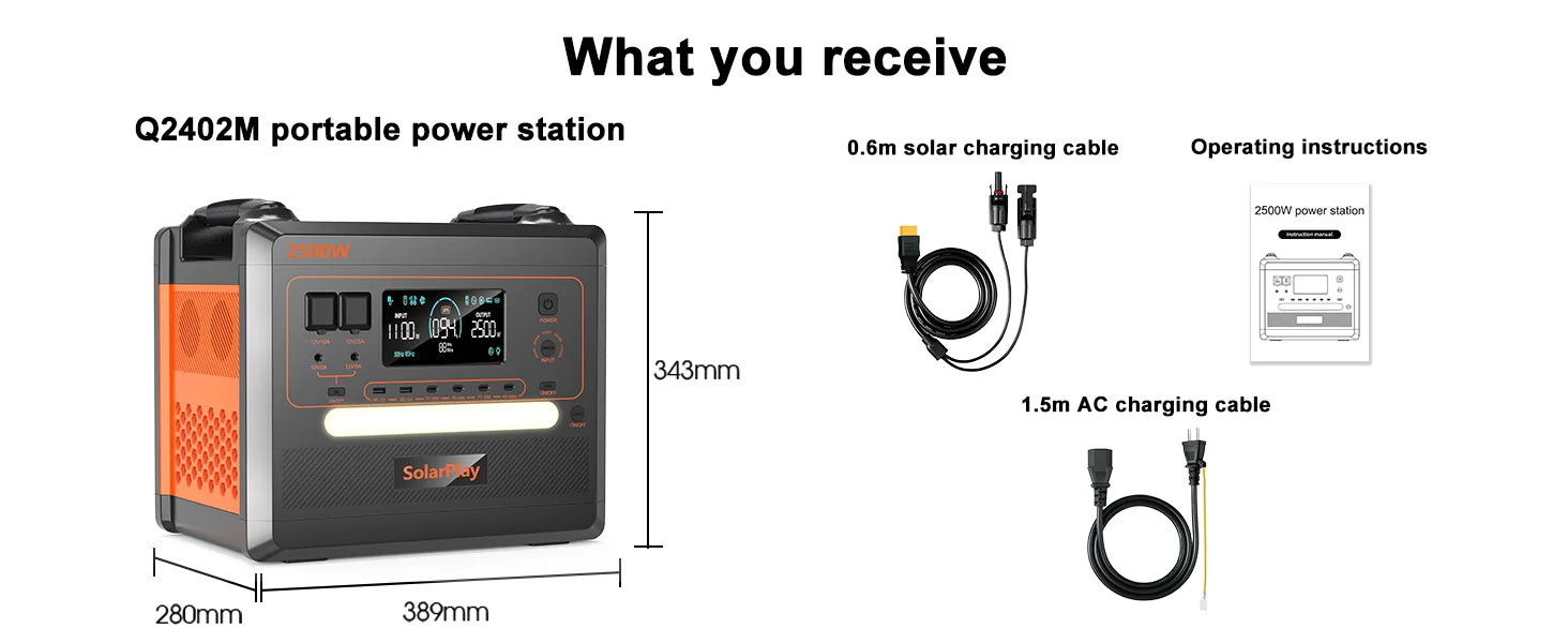 Solar Generator 2160WH 2304WH Long-life LiFePO4 Portable Power Station & 200W Solar Panel  for Home Campervan Up to 2400W Output