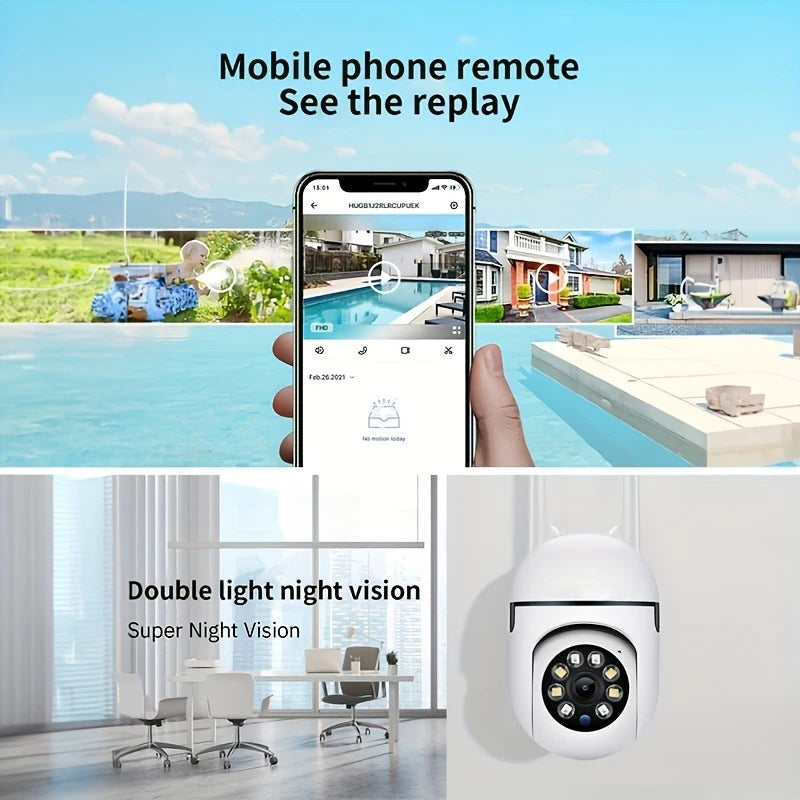 Ease Life APP Wireless 1080P HD Indoor/Outdoor WiFi Security Camera, Color Night Vision, 2-Way Audio, 360° Black Y108