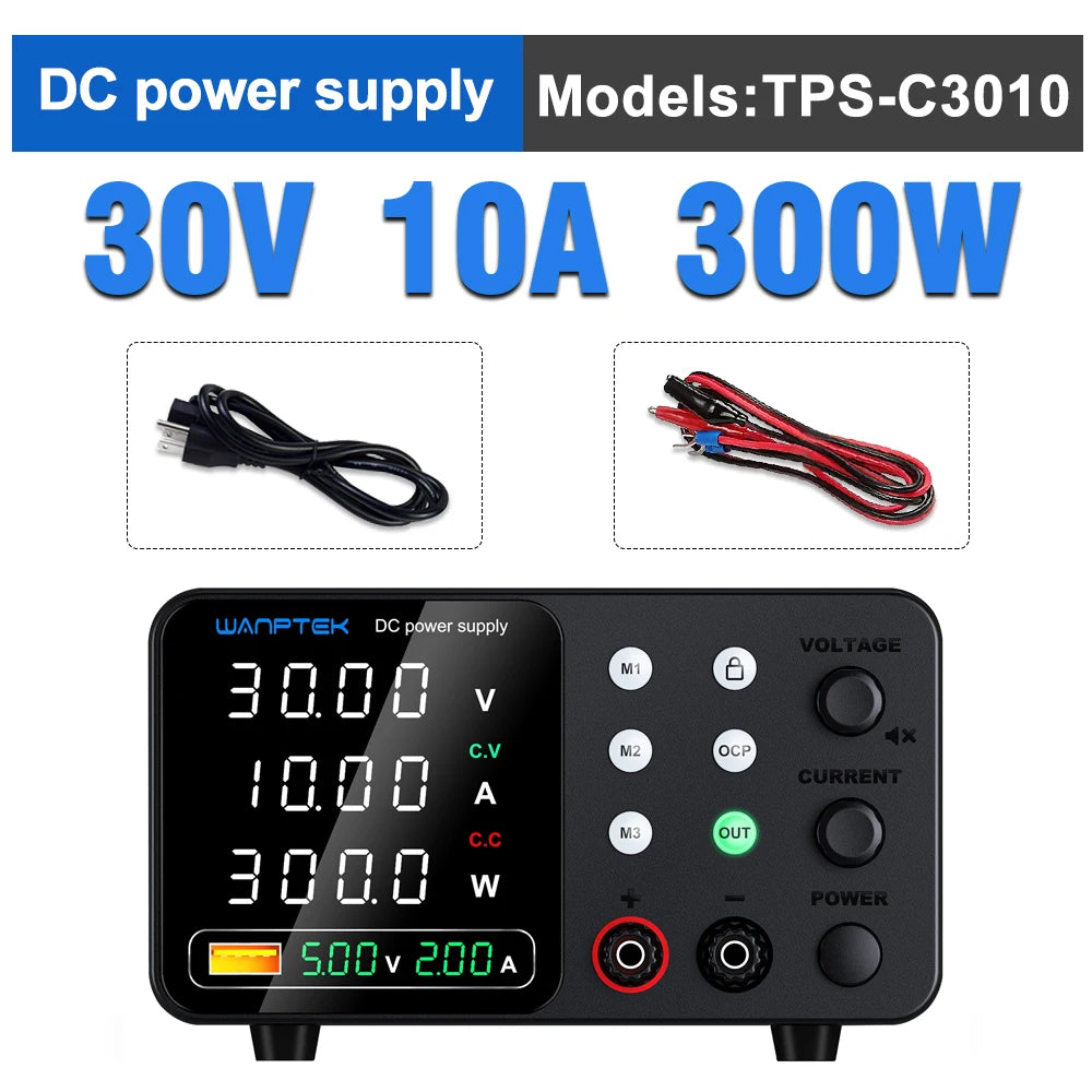 Wanptek Adjustable Lab DC power supply 30V 5A 10A 60V 5A Bench Power Source Stabilized Voltage USB power supply 120V 3A 160V 2A