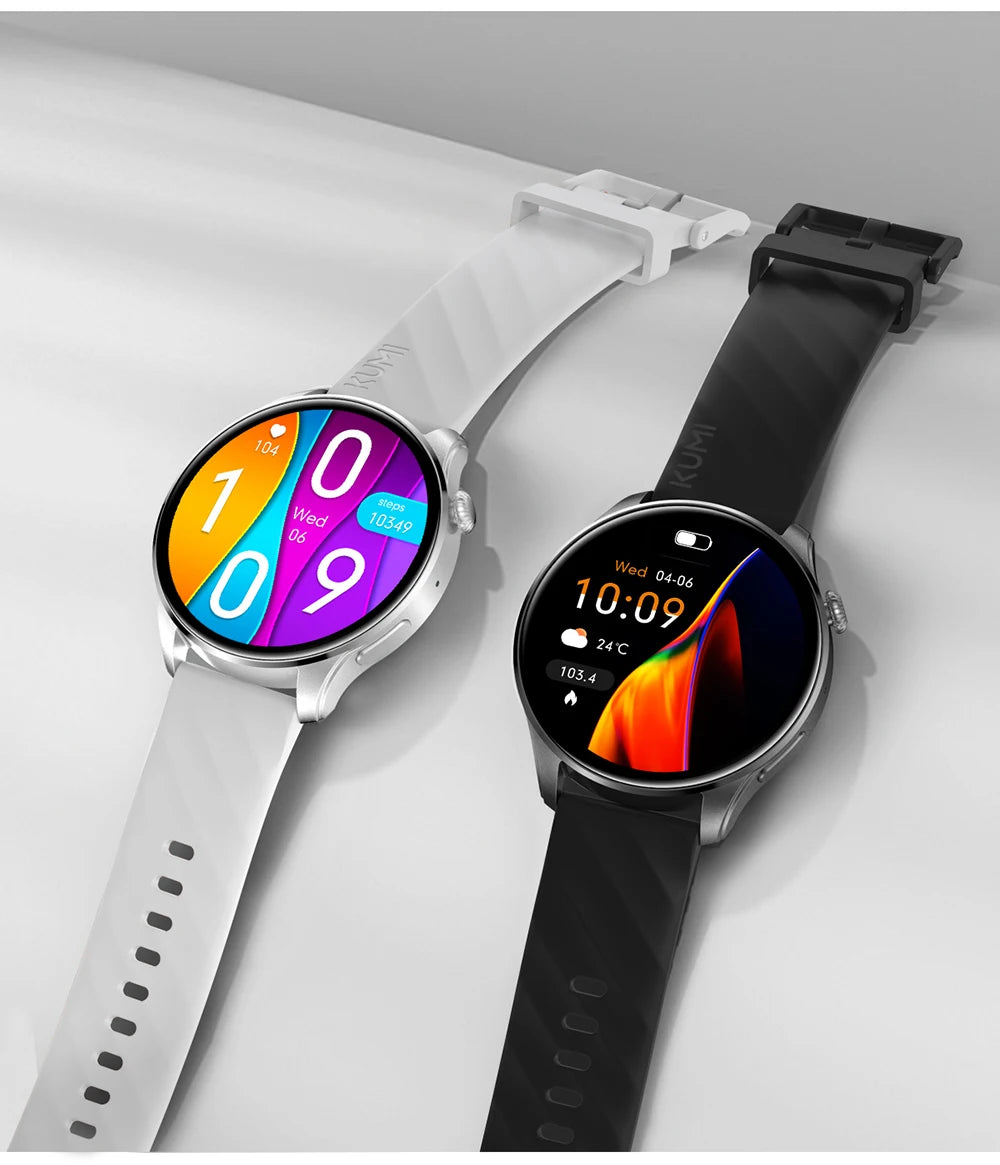 KUMI GW3 Pro Smartwatch 1.43" AMOLED Display IP68 Waterproof Bluetooth 5.2 Fitness Watch Heart Rate Blood Oxygen Tracker