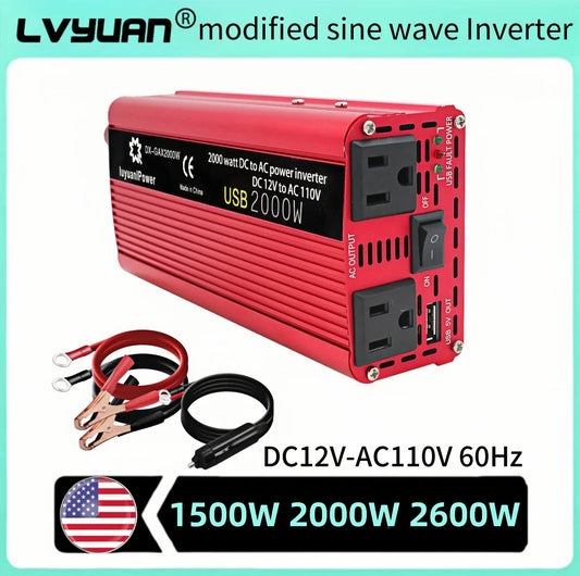 AC110V Power Inverter DC/AC 12V to 120V Car Inversor US Standard Socket 60Hz Outdoor Battery Adapter