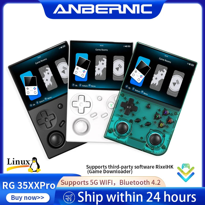 Anbernic RG 35XXPro Retro Handheld Game Console 3.5" IPS Screen Linux 64bit 3200mAh Gaming Player Support RixelHK WiFi Streaming
