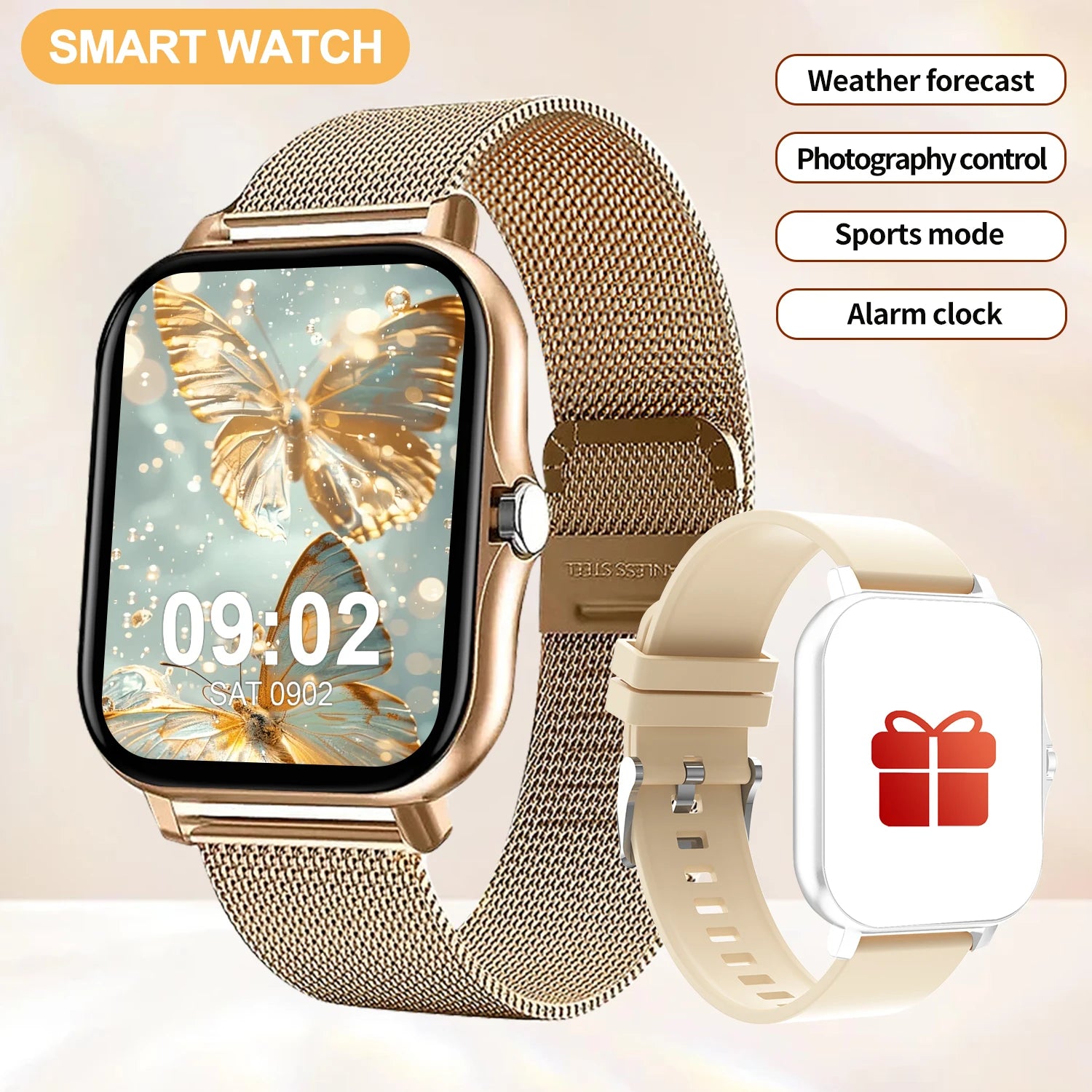 Smartwatch, multi-sport mode, call reminder/rejection, message reminder view, unisex, suitable for Android and iPhone