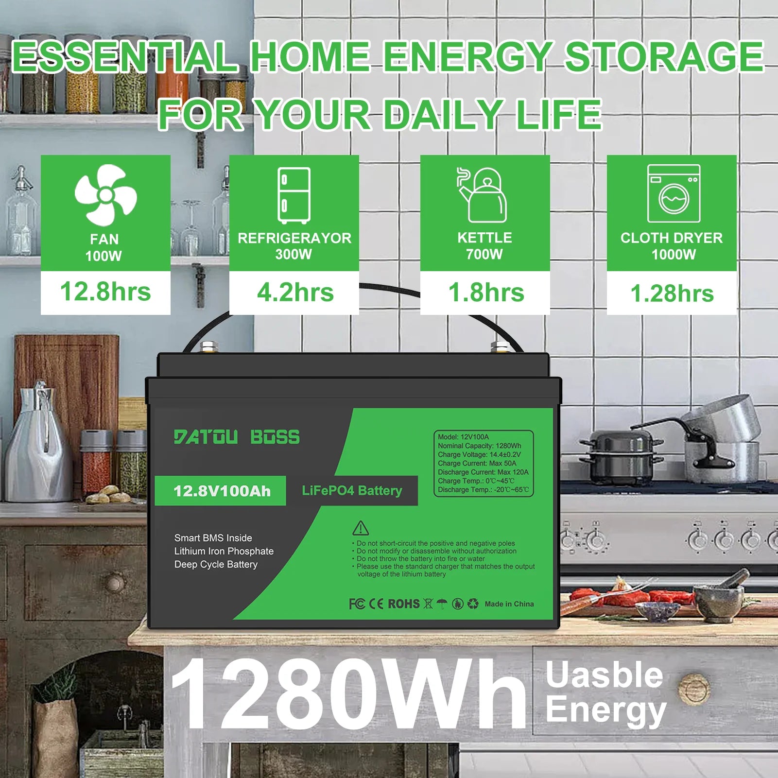 DATOUBOSS Lithium Battry 12V100A200A300A LiFePO4 battery rechargeable Solar Generator With BMS Solar Storage System Deep Cycle