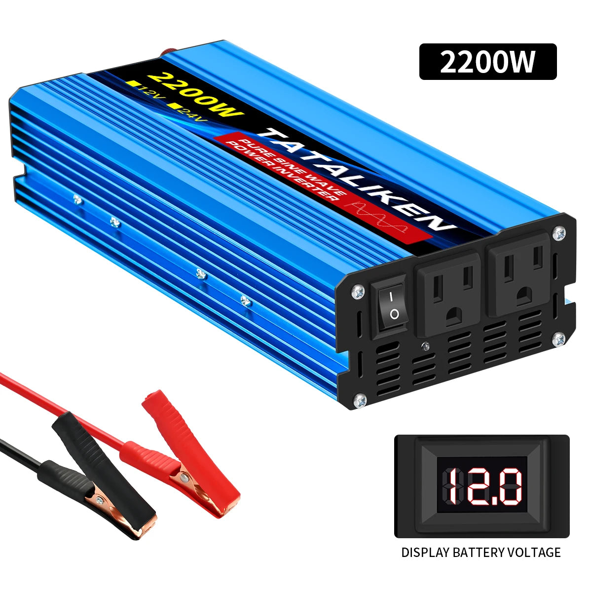 1000W/22000W/3000W/4000W 2 Sockets  Household Car Inverter DC12V to AC110V Pure Wave String 60HZ