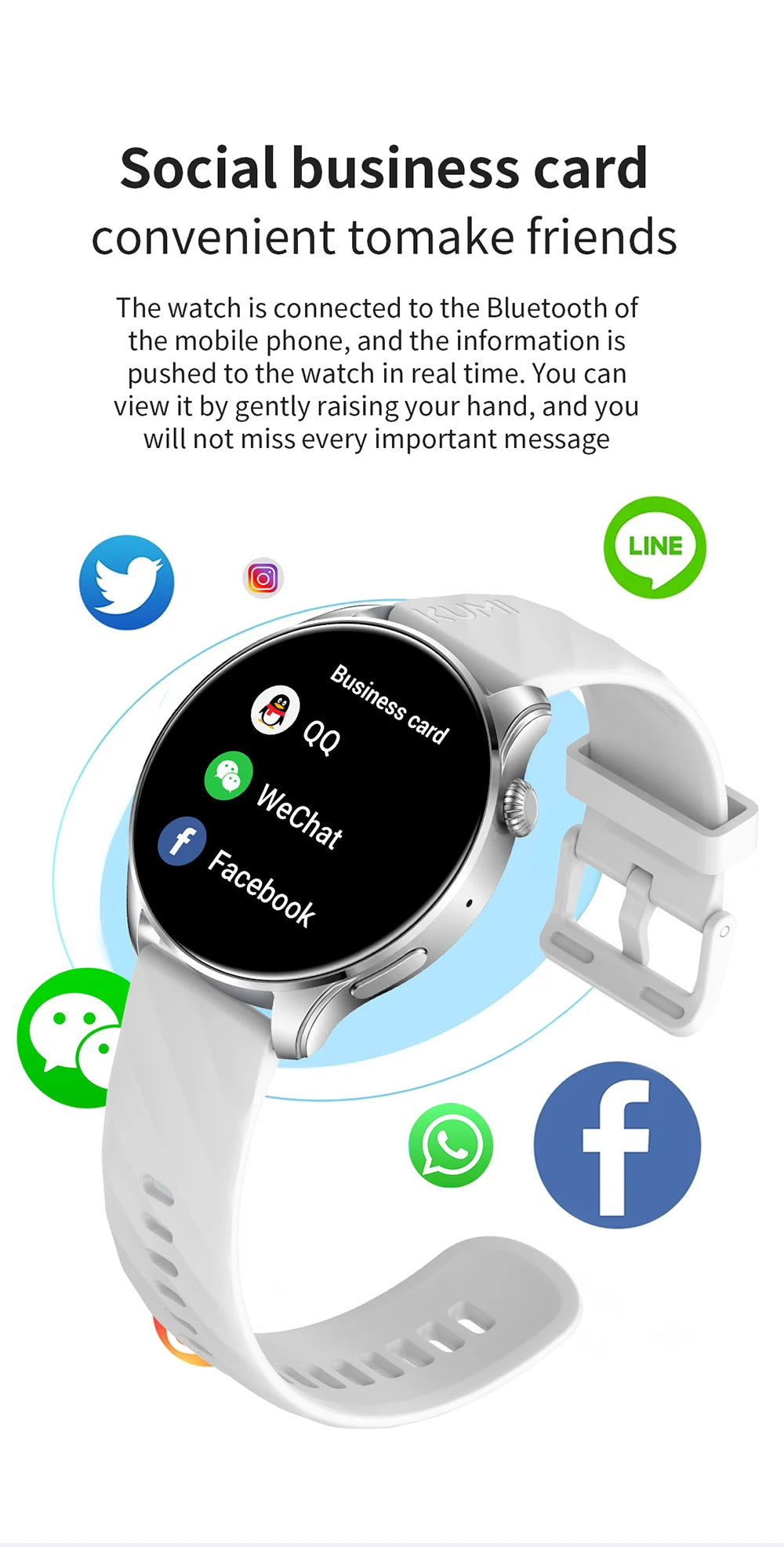 KUMI GW3 Pro Smartwatch 1.43" AMOLED Display IP68 Waterproof Bluetooth 5.2 Fitness Watch Heart Rate Blood Oxygen Tracker