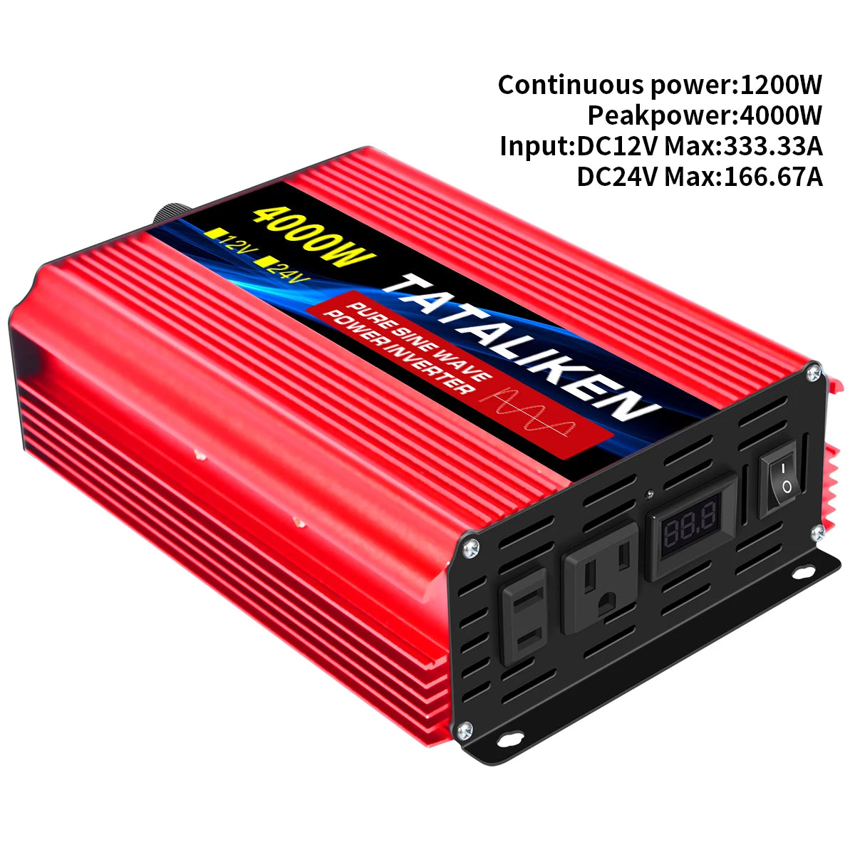 1000W/22000W/3000W/4000W 2 Sockets  Household Car Inverter DC12V to AC110V Pure Wave String 60HZ