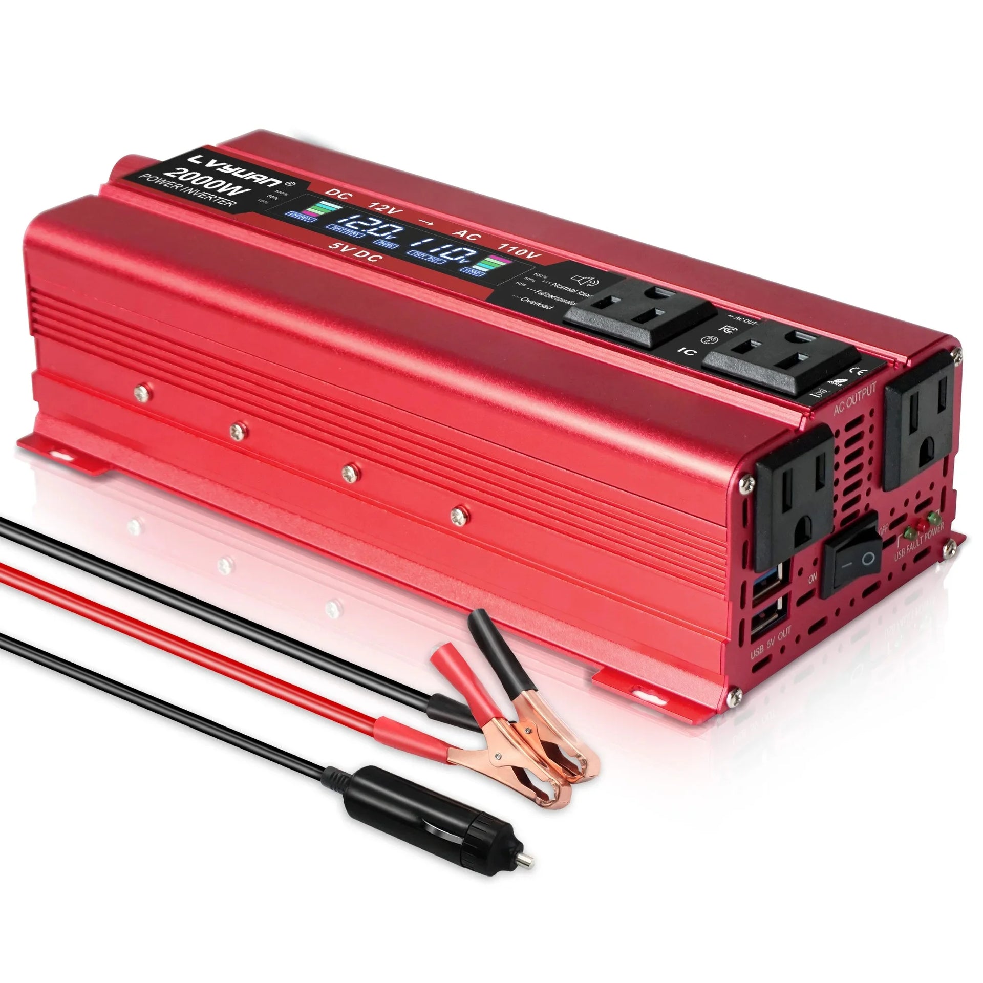 AC110V Power Inverter DC/AC 12V to 120V Car Inversor US Standard Socket 60Hz Outdoor Battery Adapter