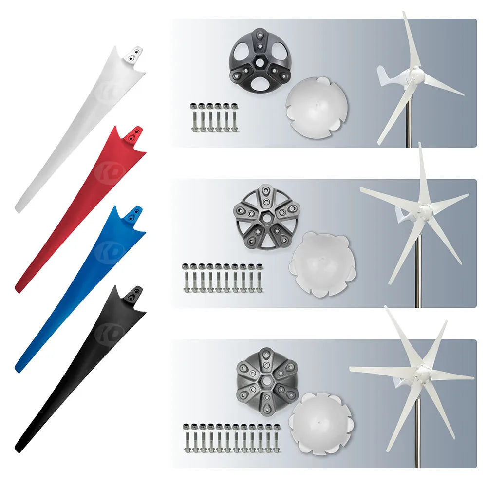 High Strength Carbon Fiber Wind Turbine Blades and 3 5 6 Wheel Hub Accessories, DIY Horizontal Wind Turbine Windmill Assembly