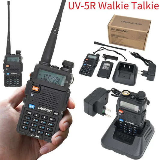 UV-5R Walkie Talkie 5W Dual Band Two Way Radio Commutator VHF/UHF 136-174MHz &400-520MHz Handheld Station Receiver Ham Radio Set