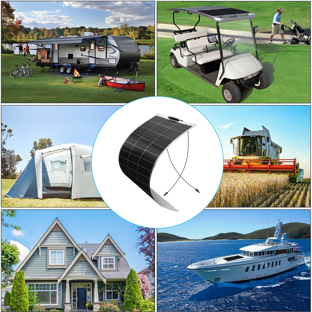 Solar panel kit Flexible Module 18V 120W 240w 360w 480w 600w 720w 12V or 24v photovoltaic for Motorhome Battery  Home Charger