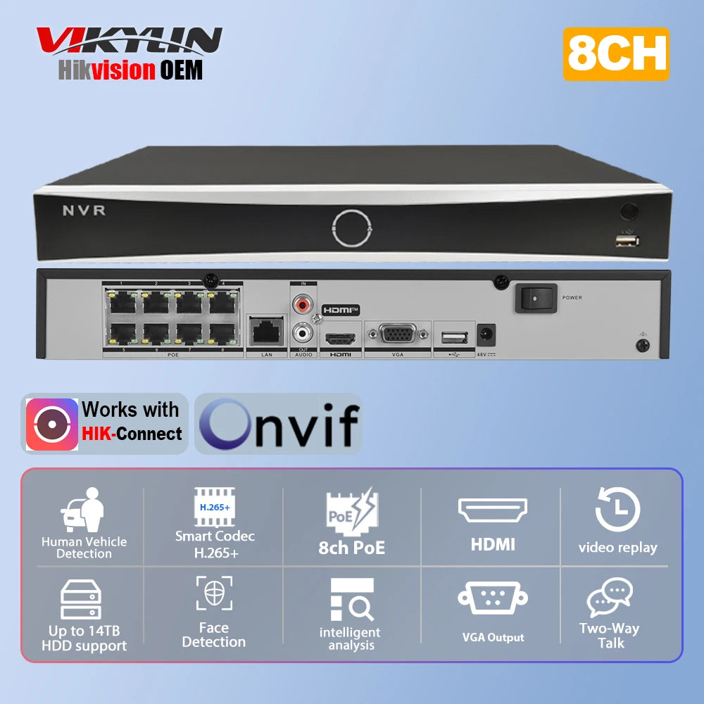 Vikylin Hikvision compatible 8MP 5X Zoom PTZ IP Camera with 2-Way Audio MD2.0 IP66 Outdoor Video Surveillance Camera Onvif CCTV