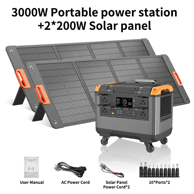 （Fast Delivery）3000w Portable Power Station Portable Generator 2400w 1200w 600w With Solar Panel (multiple options) Camping
