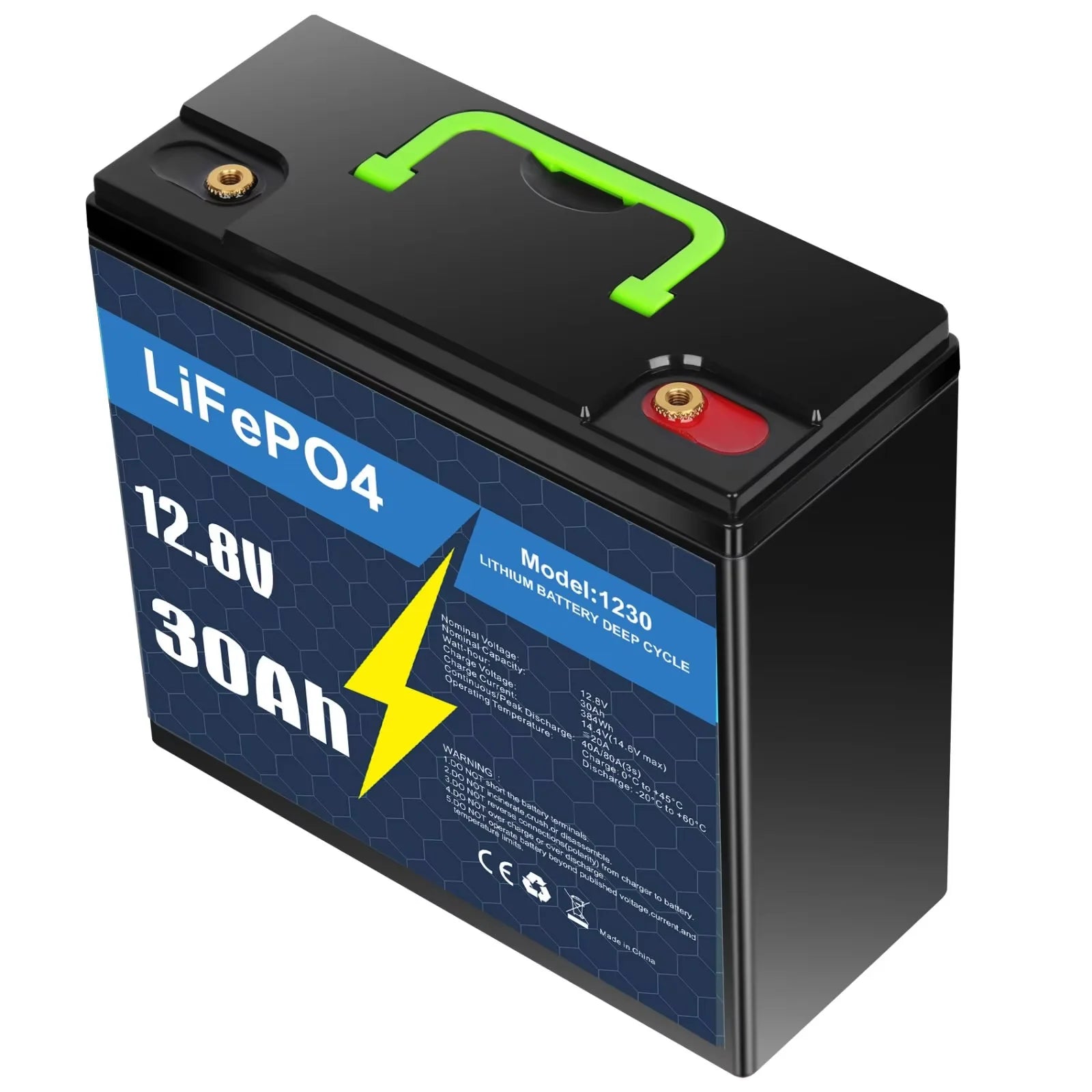 12V LiFePO4 Battery 30Ah 60Ah100Ah 120Ah 12.8V Lithium Iron Phosphate Batteries Pack 5000 Cycles RV Cart Boat Solar Battery