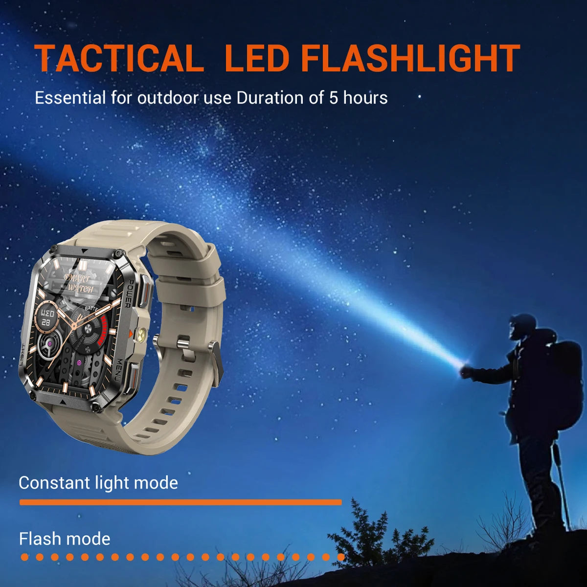 Blackview 2025 New  Waterproof Rugged Smart Watch W70 Pro 900mAh Rugged Smart Watch for Outdoor With Emergency Lighting, Compass