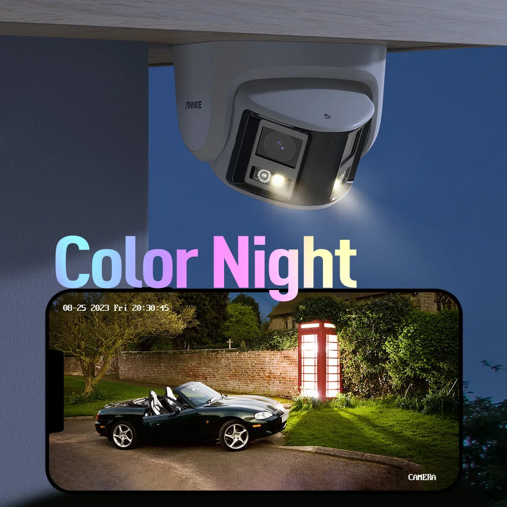 ANNKE 8MP Camera Security Dual Lens Human Detect Two Way Audio 180° Wide View Angle Panoramic Dual Lens Poe IP Camera