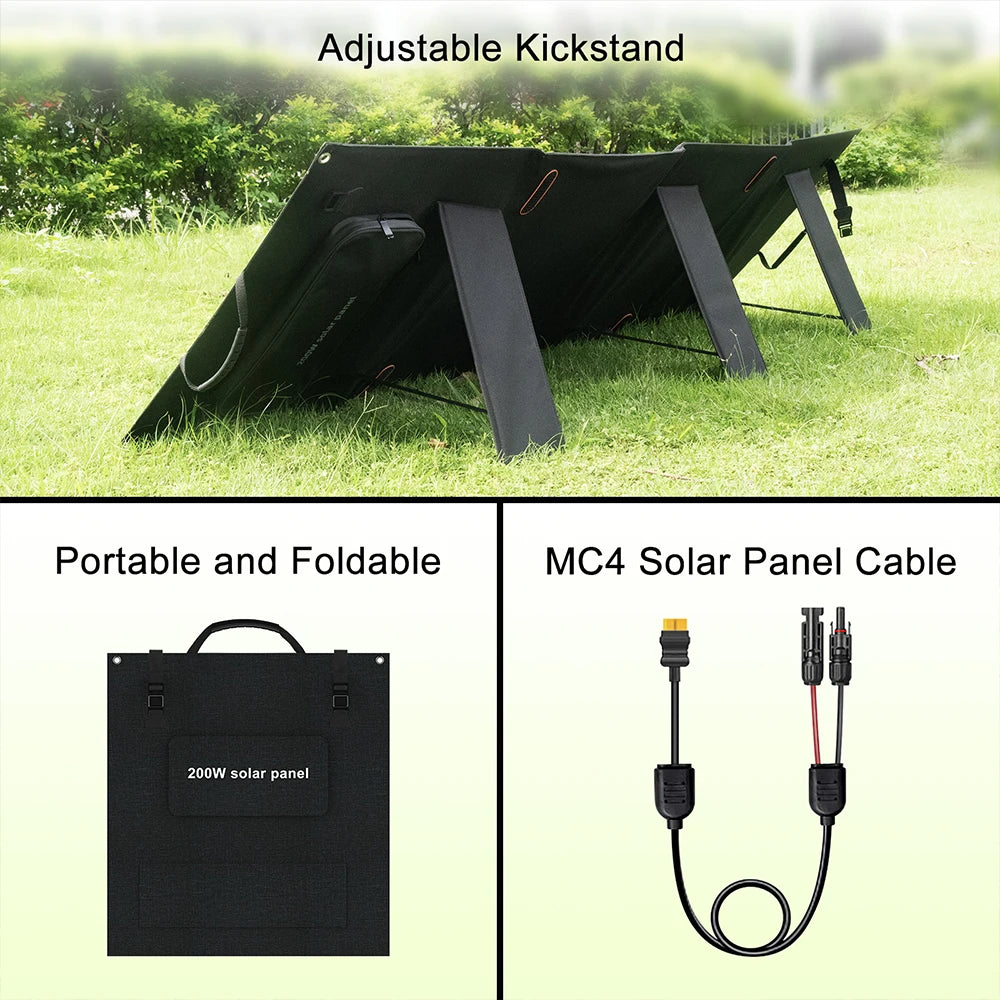 Solar Generator 2160WH 2304WH Long-life LiFePO4 Portable Power Station & 200W Solar Panel  for Home Campervan Up to 2400W Output