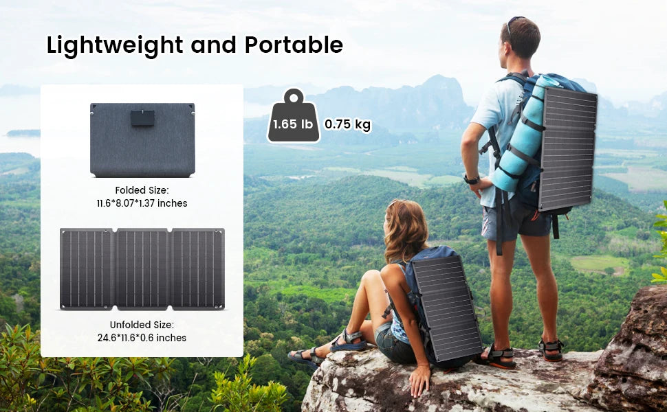 CTOLITY Solar Panel Portable Foldable Waterproof Charger Solar Phone Charger for Travel Iphone Camping Hiking Travel Powerbank