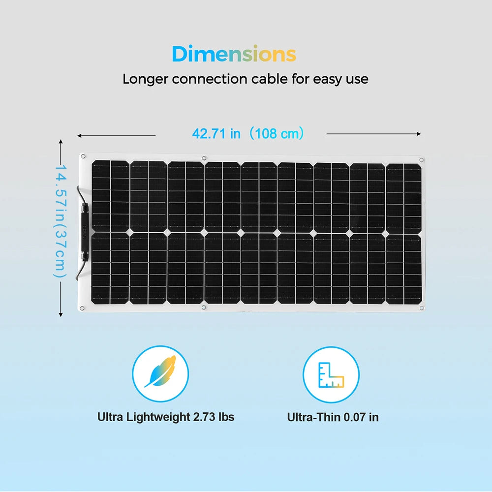 19.8V 50 Watt Flexible Solar Panel 12V 50W Solar Cell Power Generation System Waterproof  Panels For Car/RV/Yacht Battery Charge