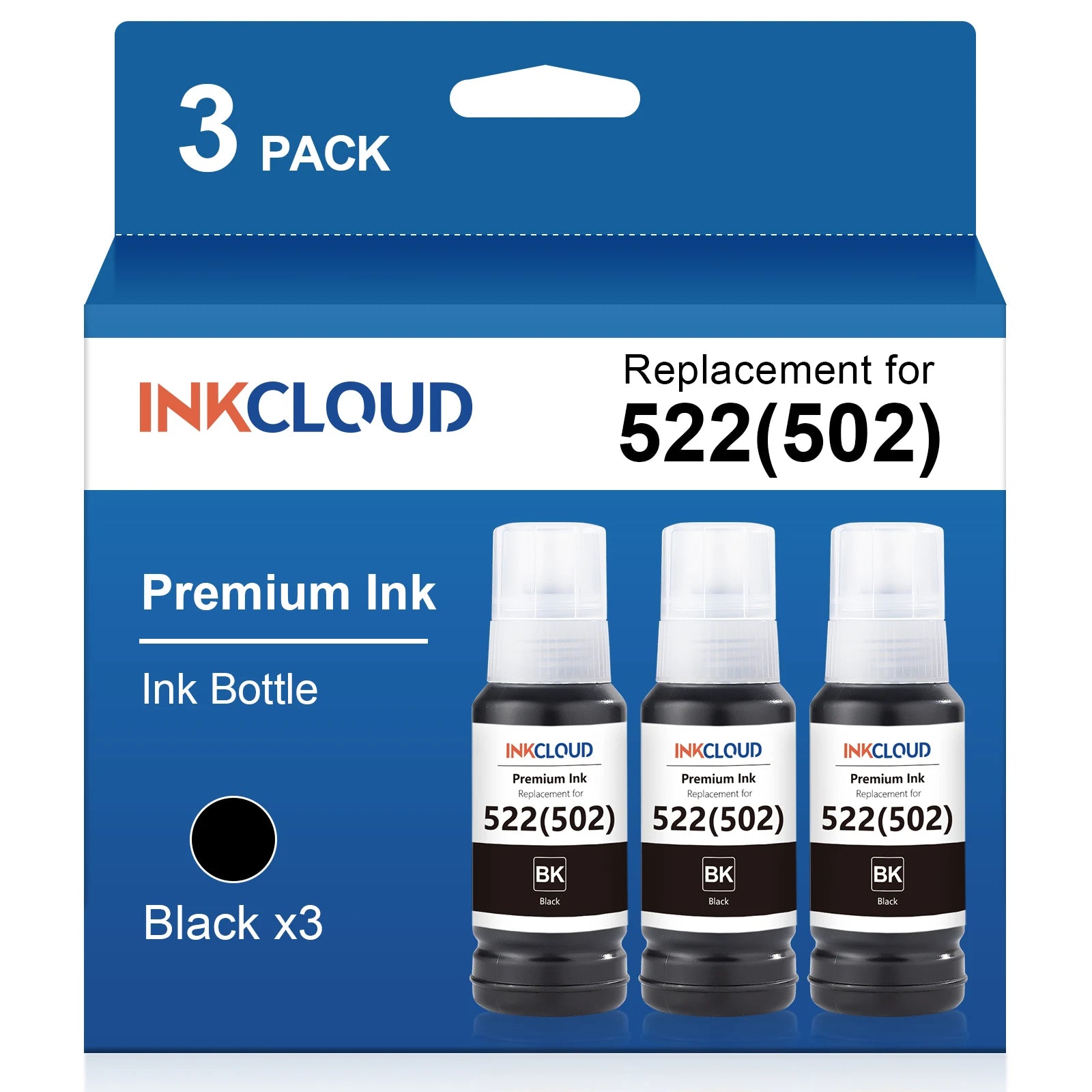 INKCLOUD 522 Ink Refill Bottles Replacement for Epson 522 502 ET-2800 ET-4800 ET-2400 ET-2803 ET-2720 ET-4700 ET-4810 ET-2840