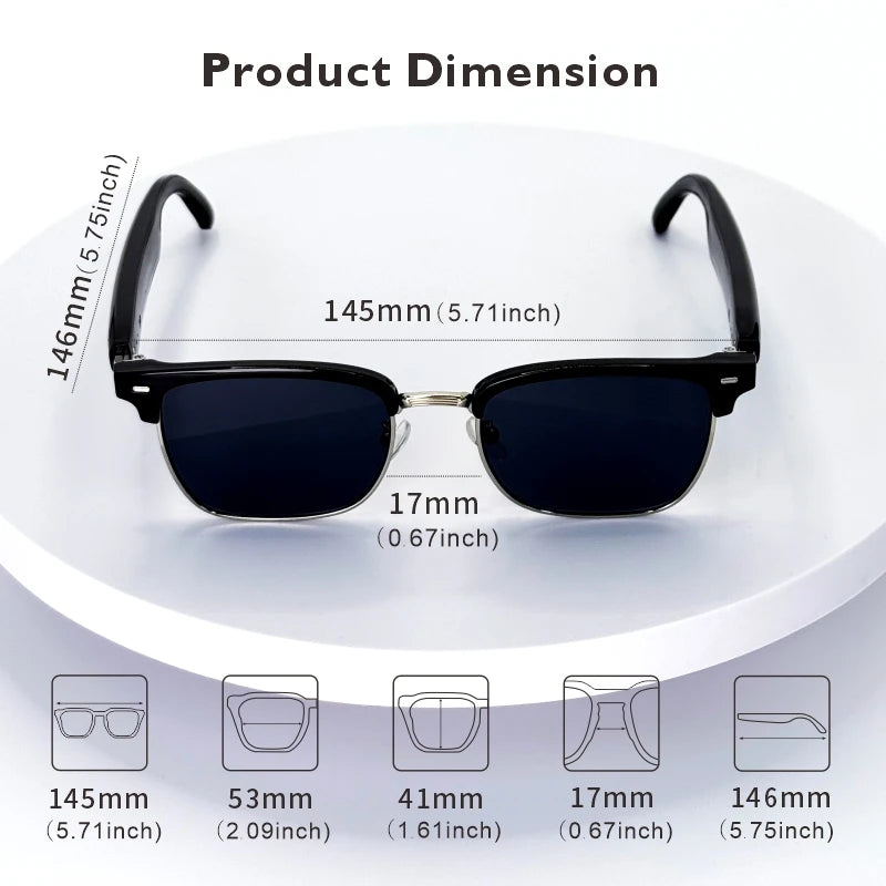SENBONO Smart Glasses AI Translation Glasses 100+ Languages Real-time Translation Bluetooth Music Built-in Mic & Speakers
