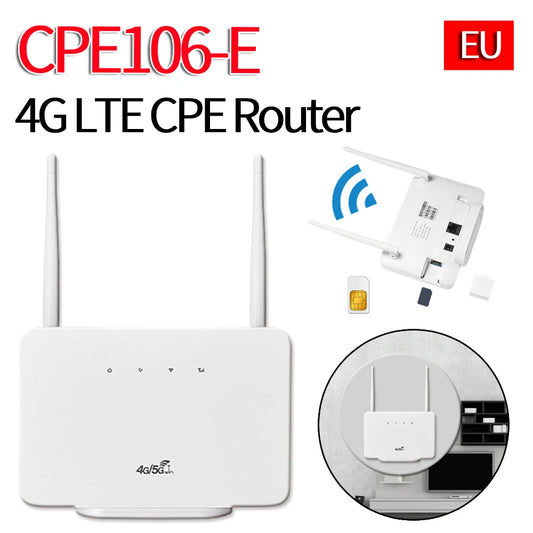 CPE106-E Wireless Hotspot 300Mbps 4G Router Wireless Modem External Antenna with Sim Card Slot EU Plug Internet Connection