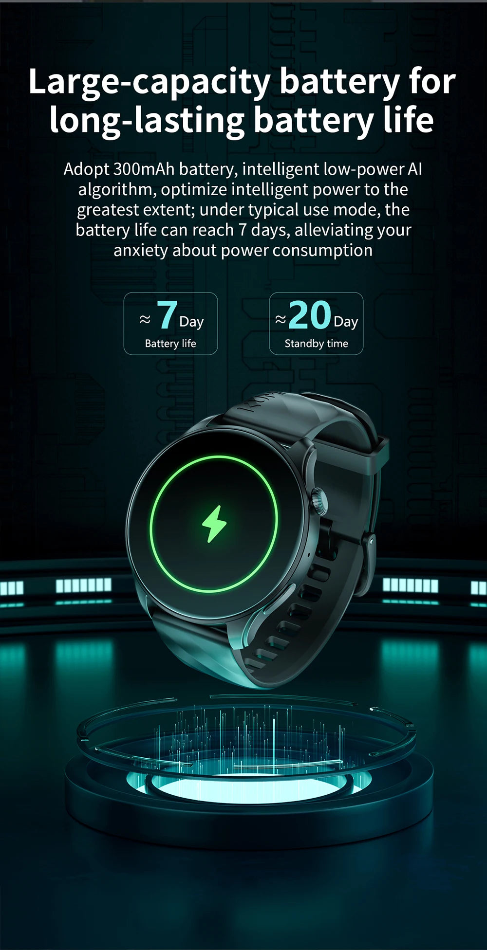 KUMI GW3 Pro Smartwatch 1.43" AMOLED Display IP68 Waterproof Bluetooth 5.2 Fitness Watch Heart Rate Blood Oxygen Tracker