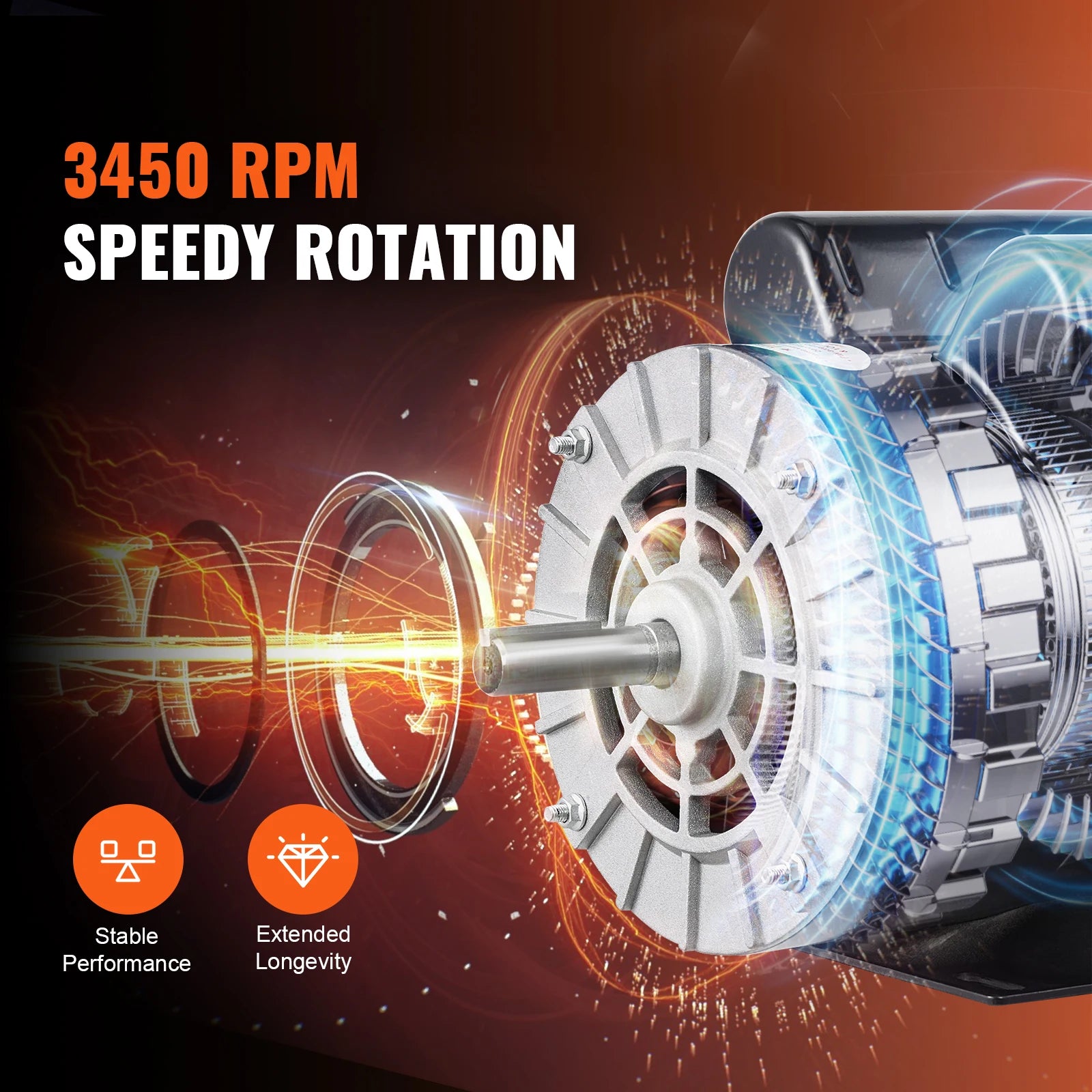 SucceBuy 5HP Air Compressor Motor 230V 17.6Amps Electric Motor 3450RPM 56 Frame 5/8" Keyed Shaft 1.88" Shaft for Air Compressor