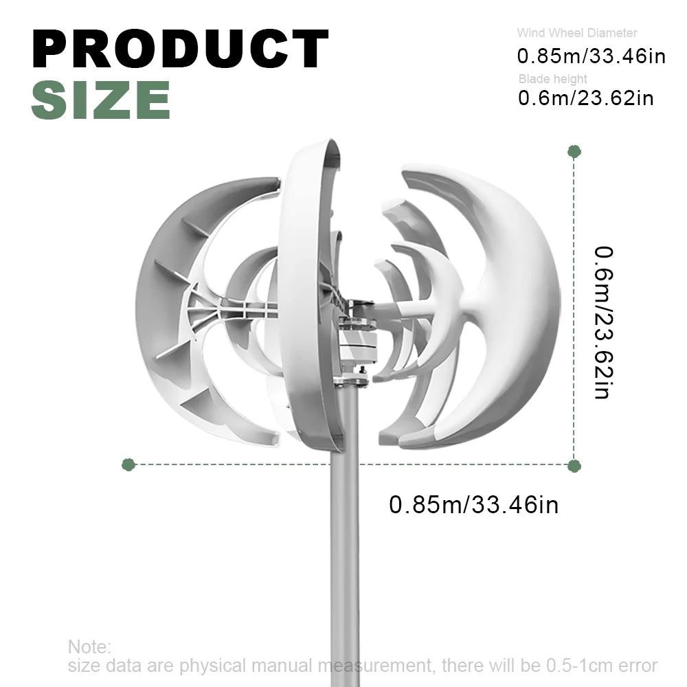 5000W Vertical Wind Turbine 12V 24V 48V Small Windmill Free Energy 220V Household Farm Sent To MPPT Controller