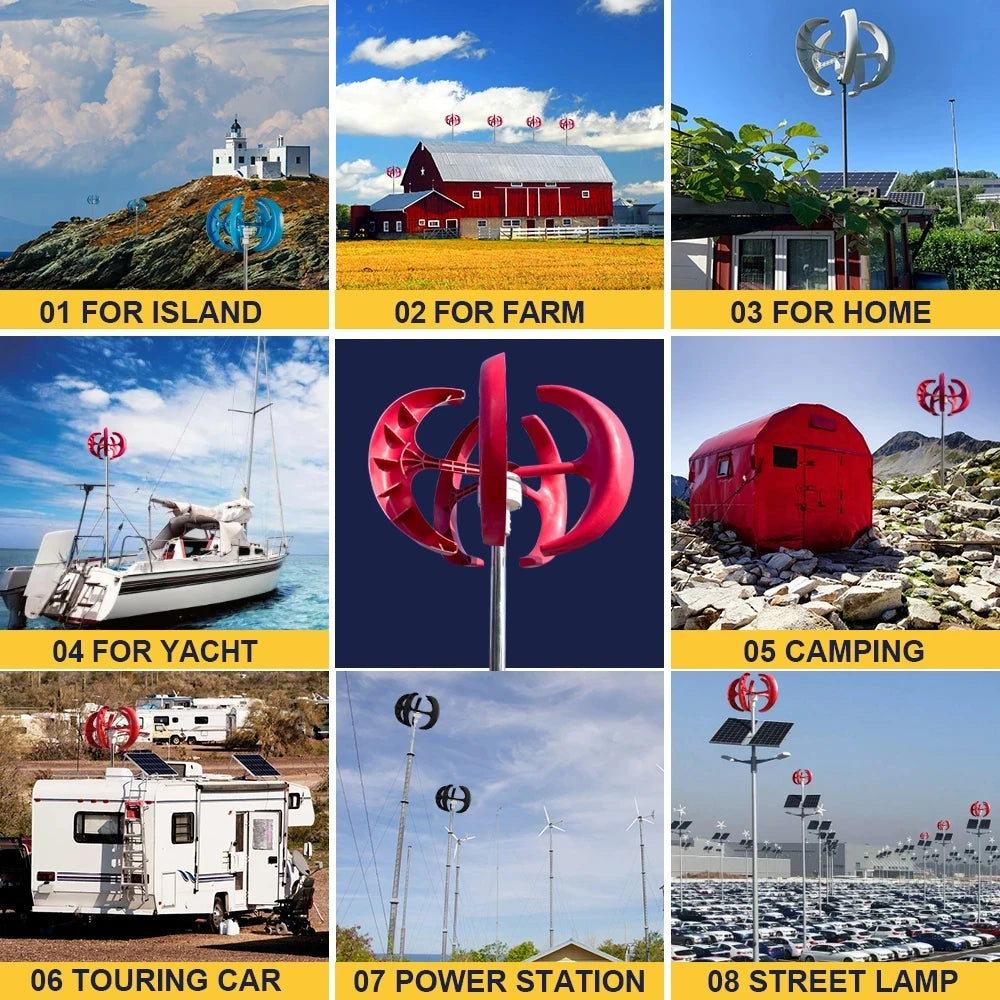 5000W Vertical Wind Turbine 12V 24V 48V Small Windmill Free Energy 220V Household Farm Sent To MPPT Controller